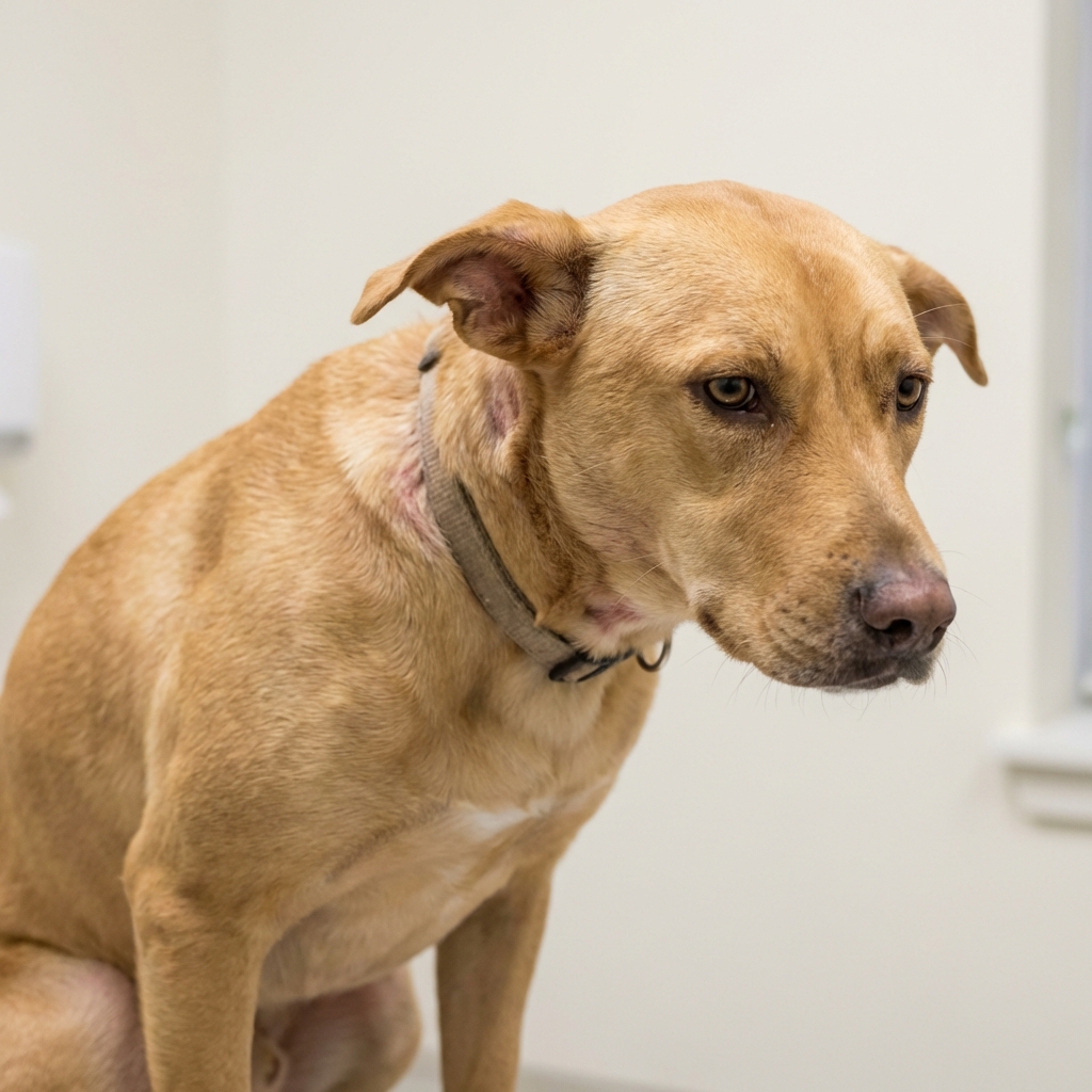 Cachorro demonstrando desconforto e tristeza